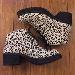 Asos 9.5 leopard print calf hair ankle boots